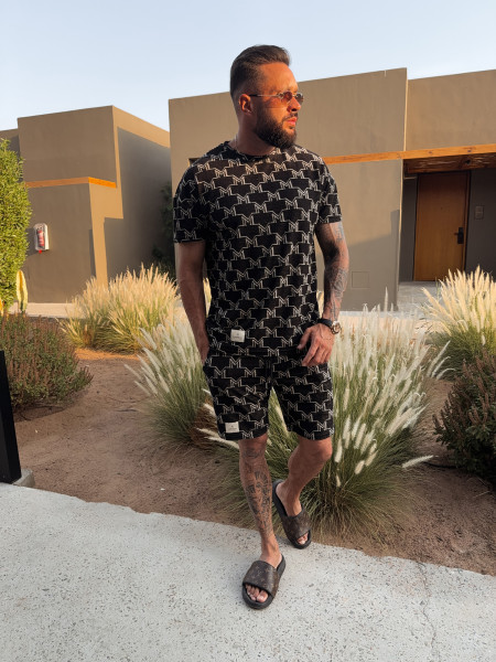 T-shirt Monogram Frotte czarny