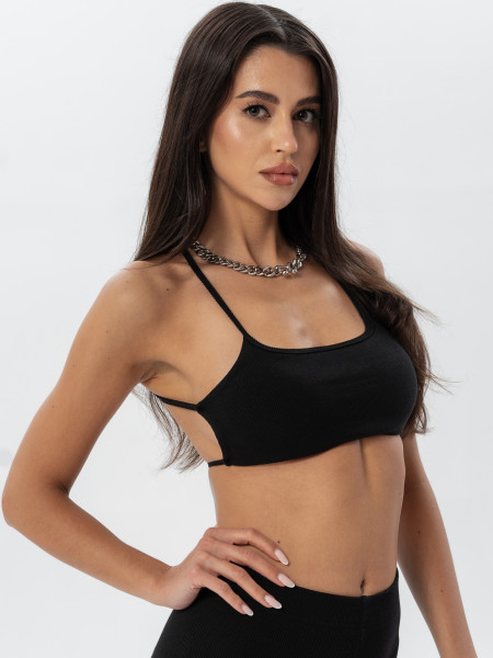 TOP CUT RIB BLACK