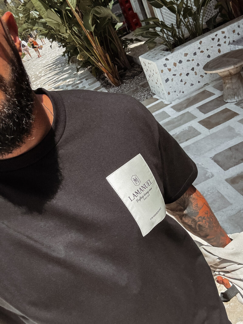 T-shirt Jaquard Label Czarny - obrazek 10