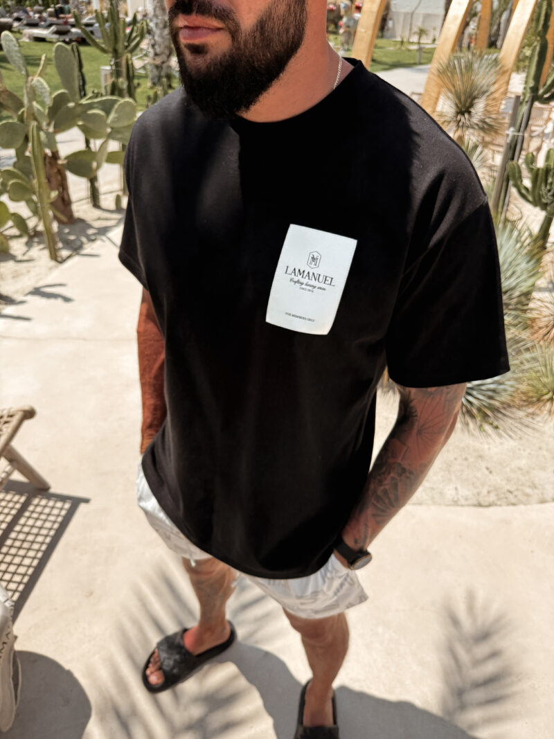 T-shirt Jaquard Label Czarny - obrazek 6