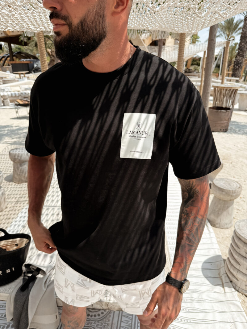 T-shirt Jaquard Label Czarny - obrazek 12