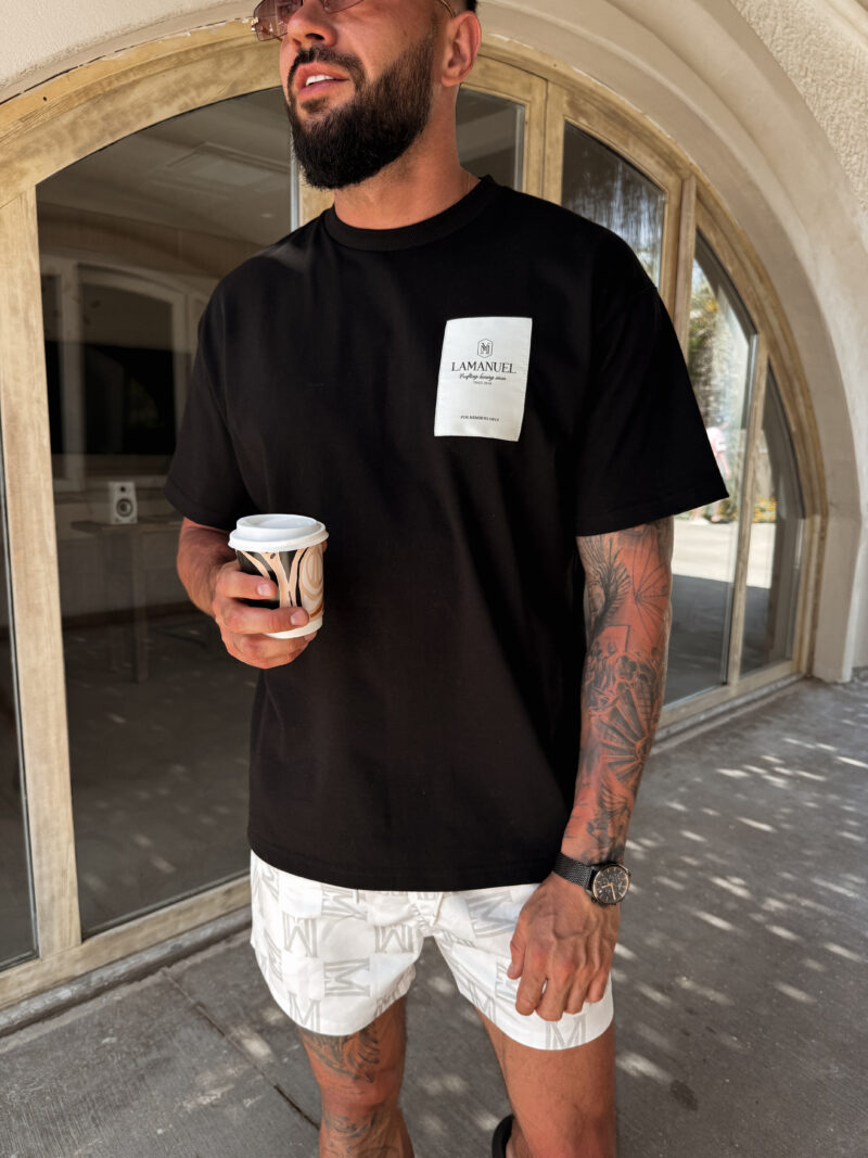 T-shirt Jaquard Label Czarny - obrazek 9