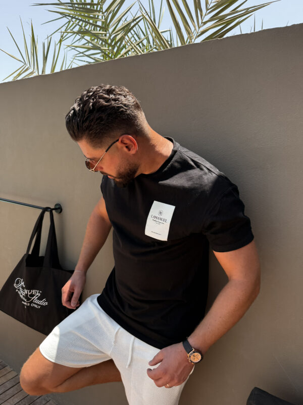 T-shirt Jaquard Label Czarny