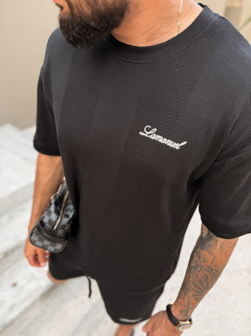 T-shirt Resort Knit Czarny - obrazek 4